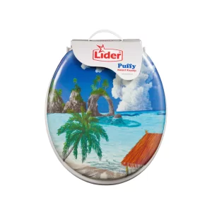 Capac WC Universal din plastic cu burete, rama de WC imprimeu tropical